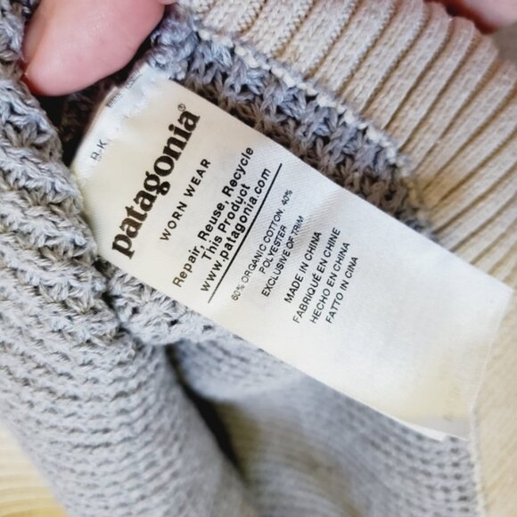 Patagonia Ponderosa Pine Organic Waffle Knit Two Tone Lounge Sweater L - Picture 5 of 7